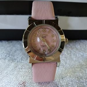 ACTIVA Watch Pale Pink Leather Swiss #495494 Runs!